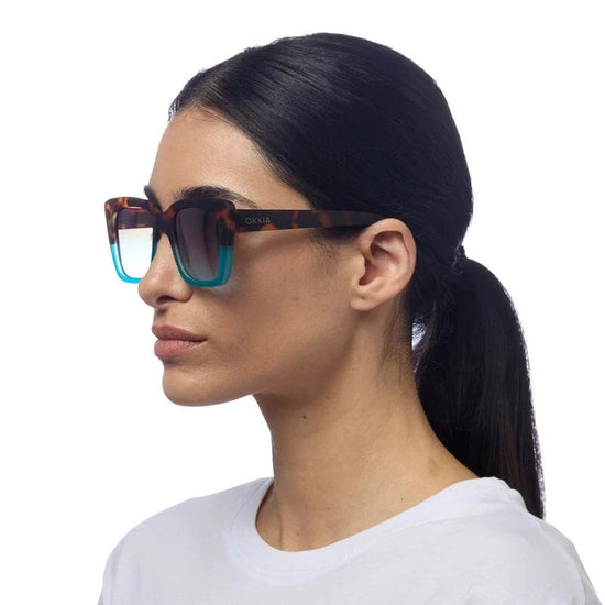 NELLIE&DOVE Eyewear Elba Sunglasses in Havana and Blue
