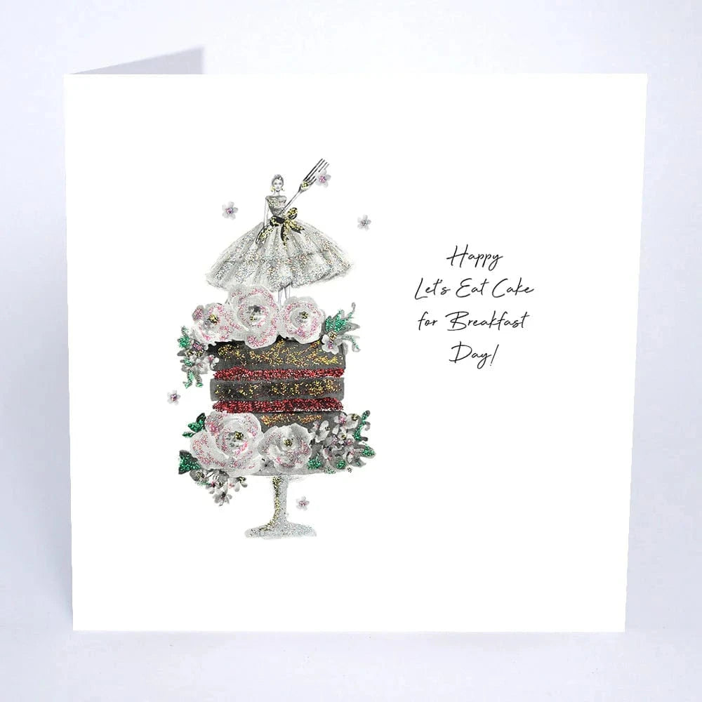 NELLIE&DOVE Greetings Cards Happy Let's Eat Cake For Breakfast Day! Greetings Card