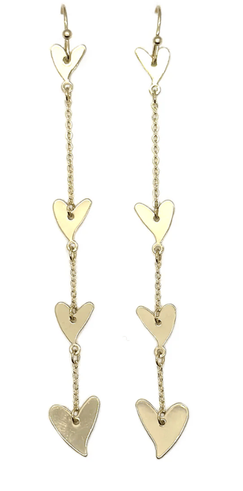 NELLIE&DOVE Heart Drop Brass Earrings - Gold