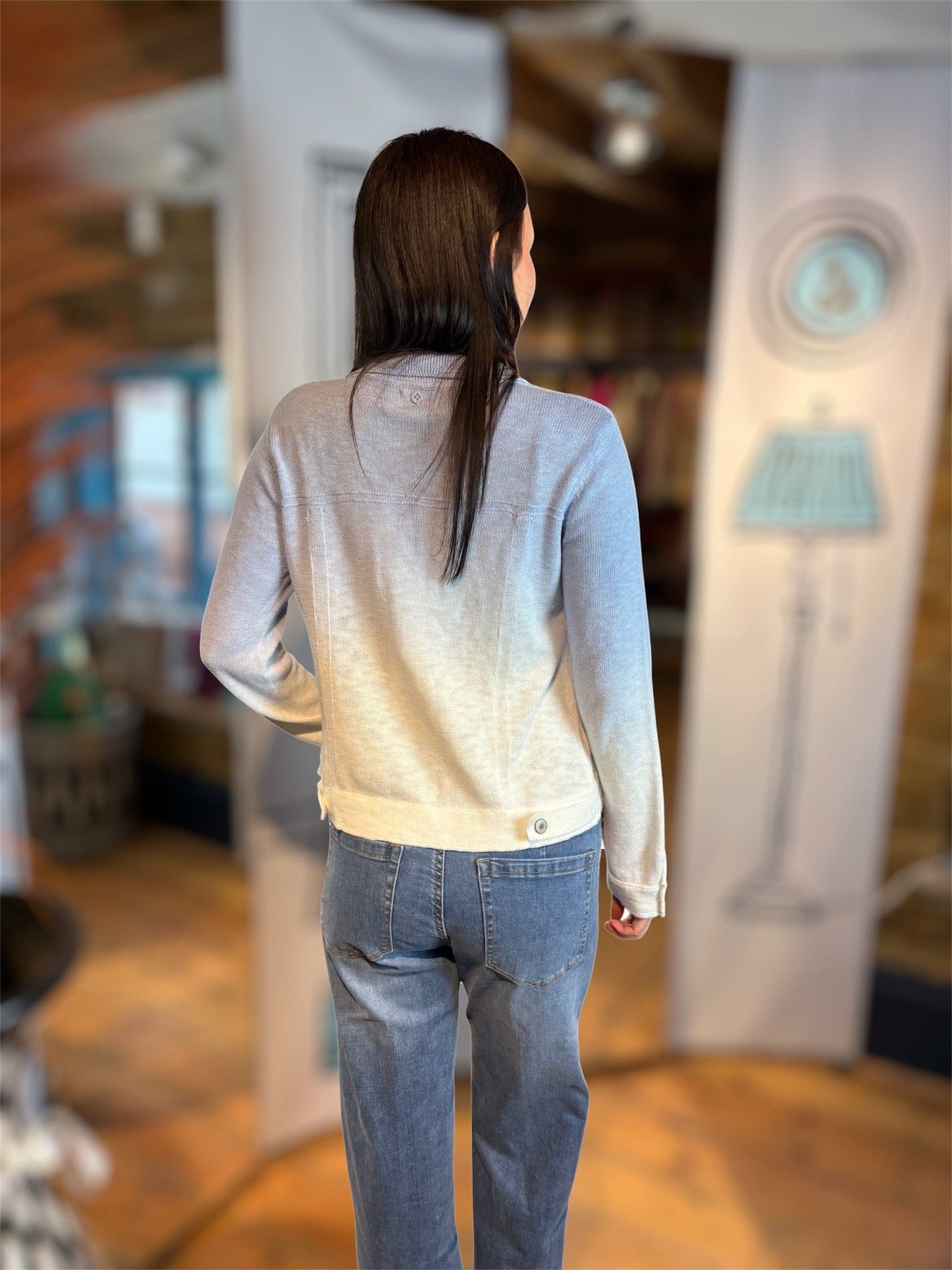 NELLIE&DOVE Jackets South Beach Knitted Jeans Style Jacket in Blue Ombre