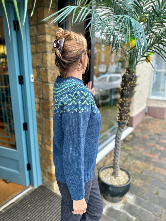 NELLIE & DOVE Knitwear Deep Blue FairIsle Yoke Jumper