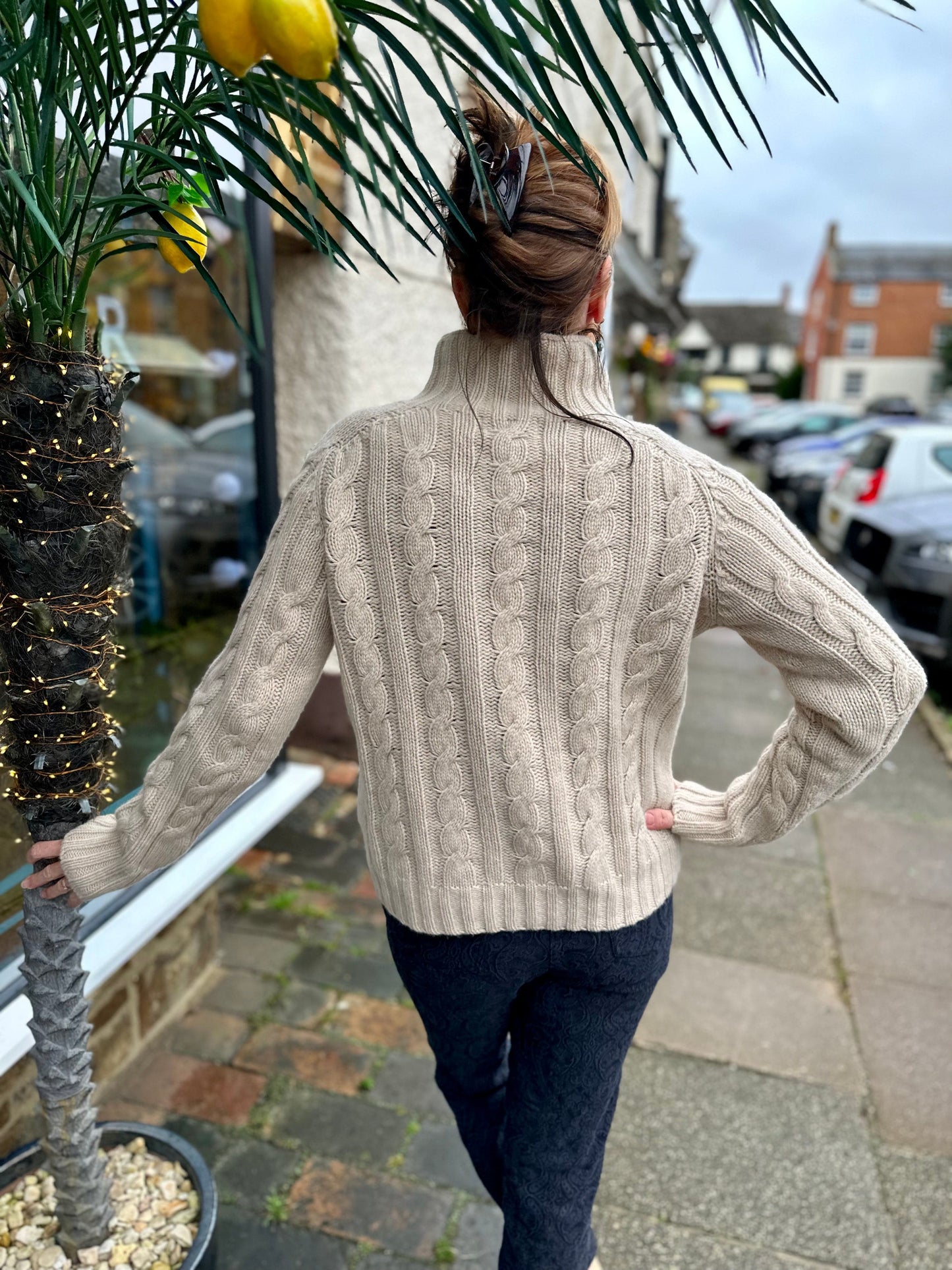 NELLIE & DOVE Knitwear Highland Heather Cable Knit Jumper in Oatmeal