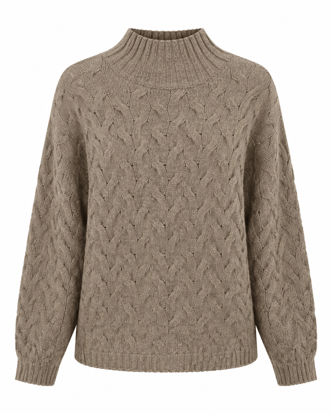 NELLIE & DOVE Knitwear ONE SIZE Margot Cable Knit High Neck in Taupe