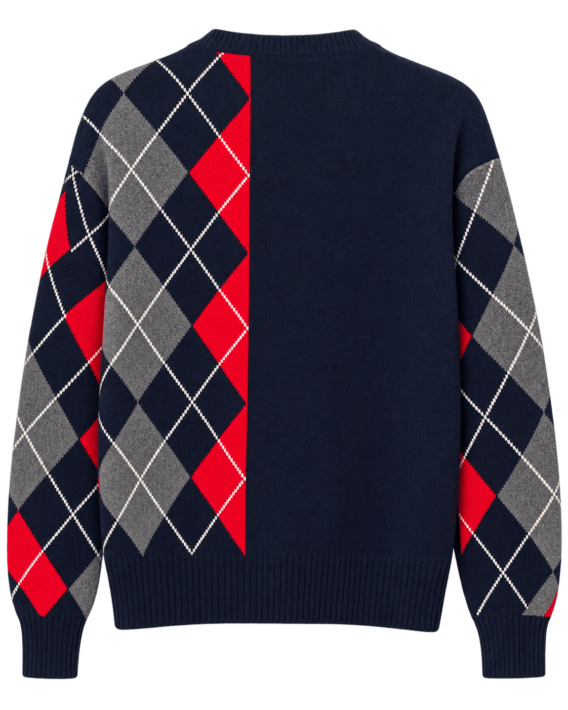 NELLIE & DOVE Knitwear The Allison Asymmetric Argyle Knit in Ruby, Derby & Chalk