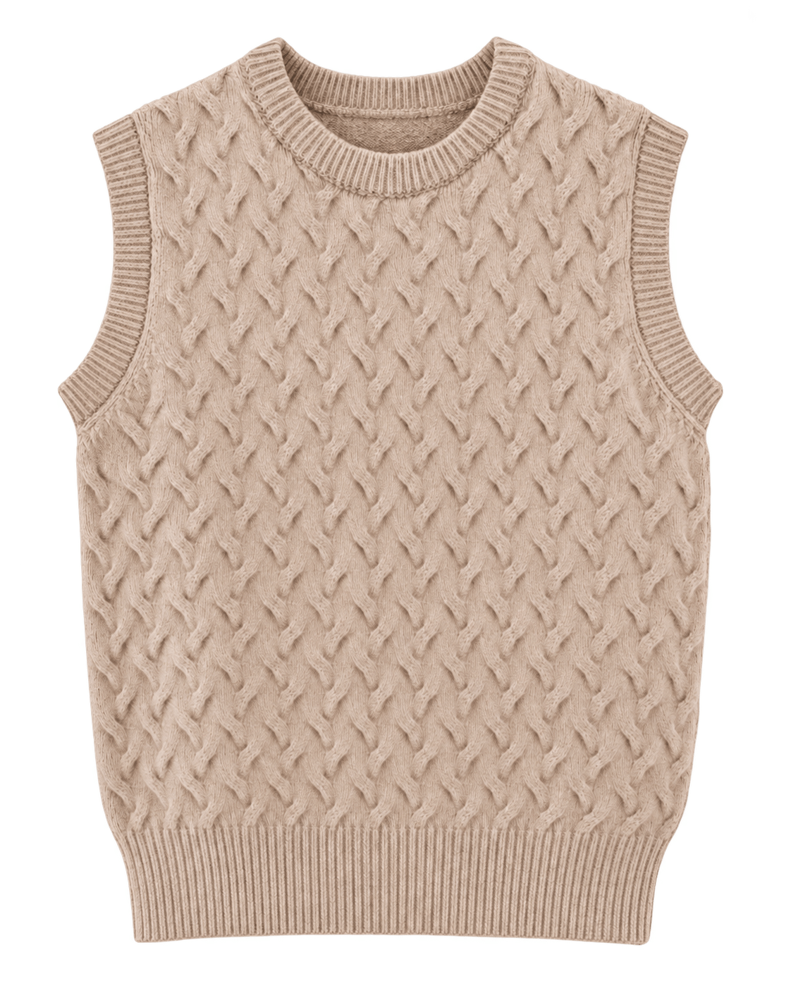 NELLIE & DOVE Knitwear The Sian Cable Knit Tank in Almond