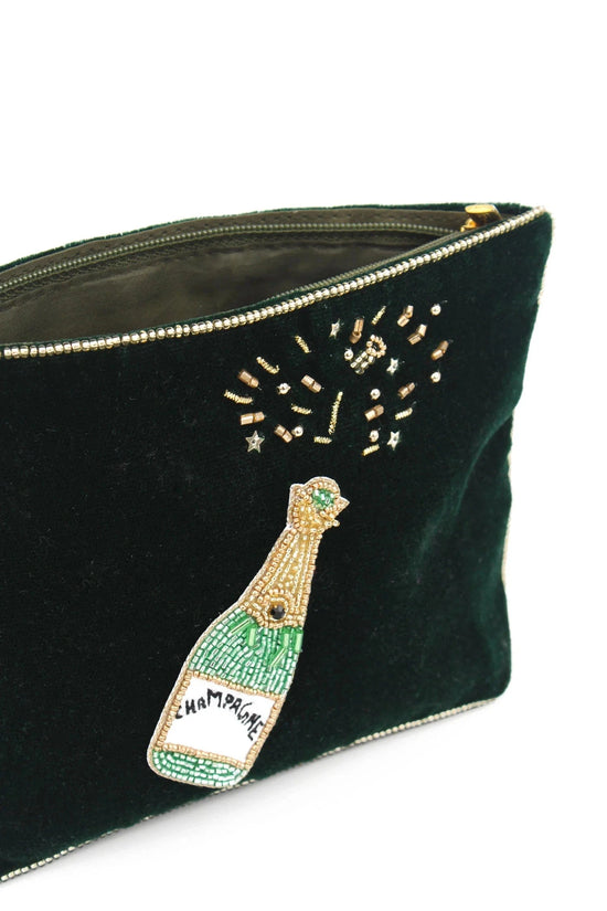 NELLIE&DOVE Medium Green Champagne Pouch