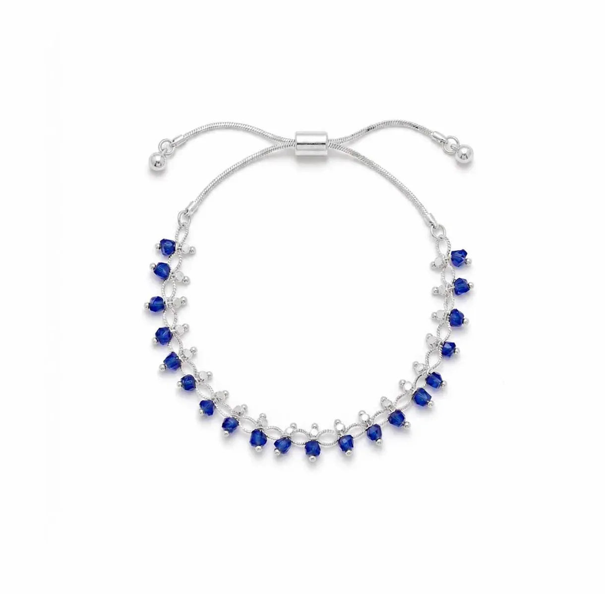 Nellie's Nuggets Bracelets Blue & Silver Crystal Slider Bracelet SILVER