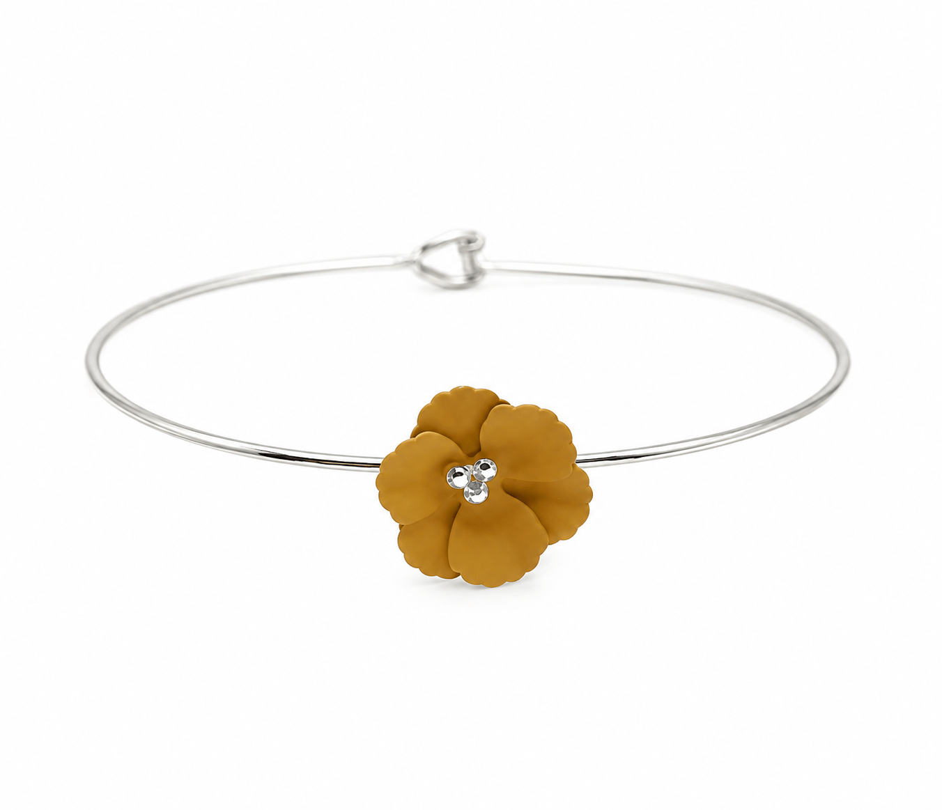 Nellie's Nuggets Bracelets Enamel Flower Wire Bangle Silver Yellow