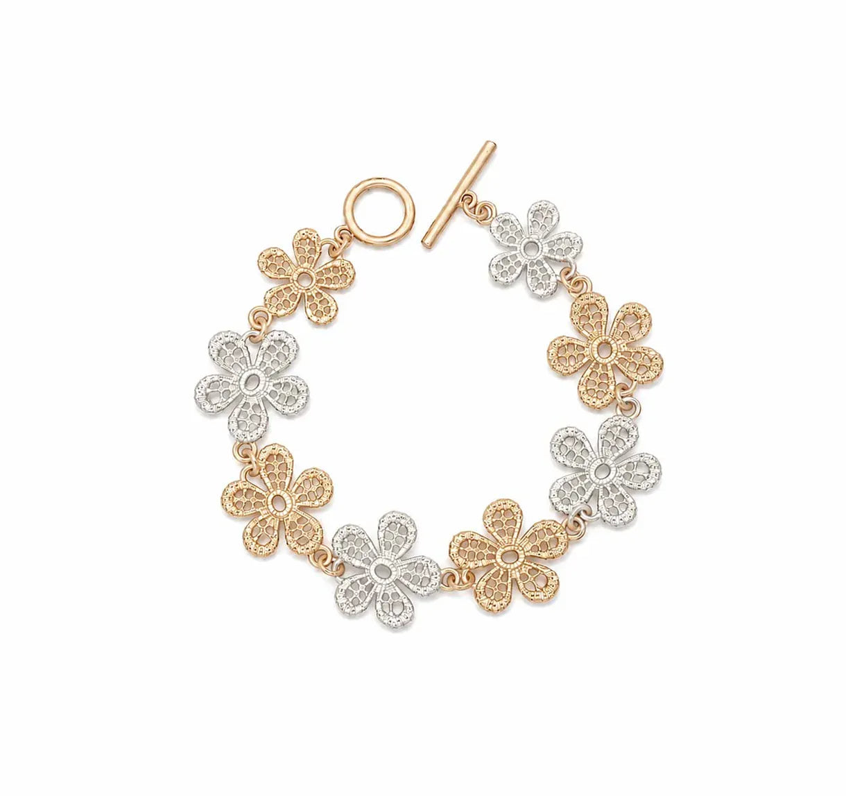 Nellie's Nuggets Bracelets Filigree Silver & Gold Flower Bracelet