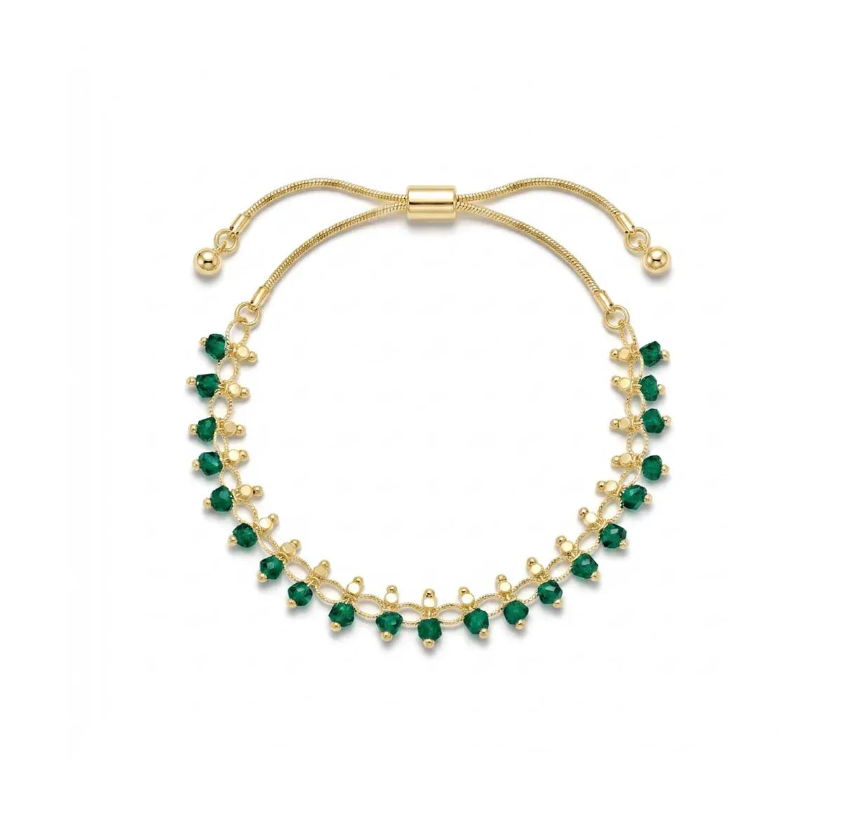 Nellie's Nuggets Bracelets Gold green Crystal Slider Bracelet Gold