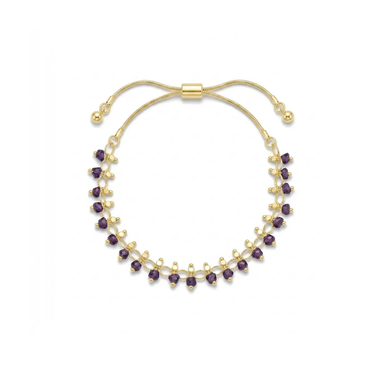 Nellie's Nuggets Bracelets Gold Violet Crystal Slider Bracelet Gold
