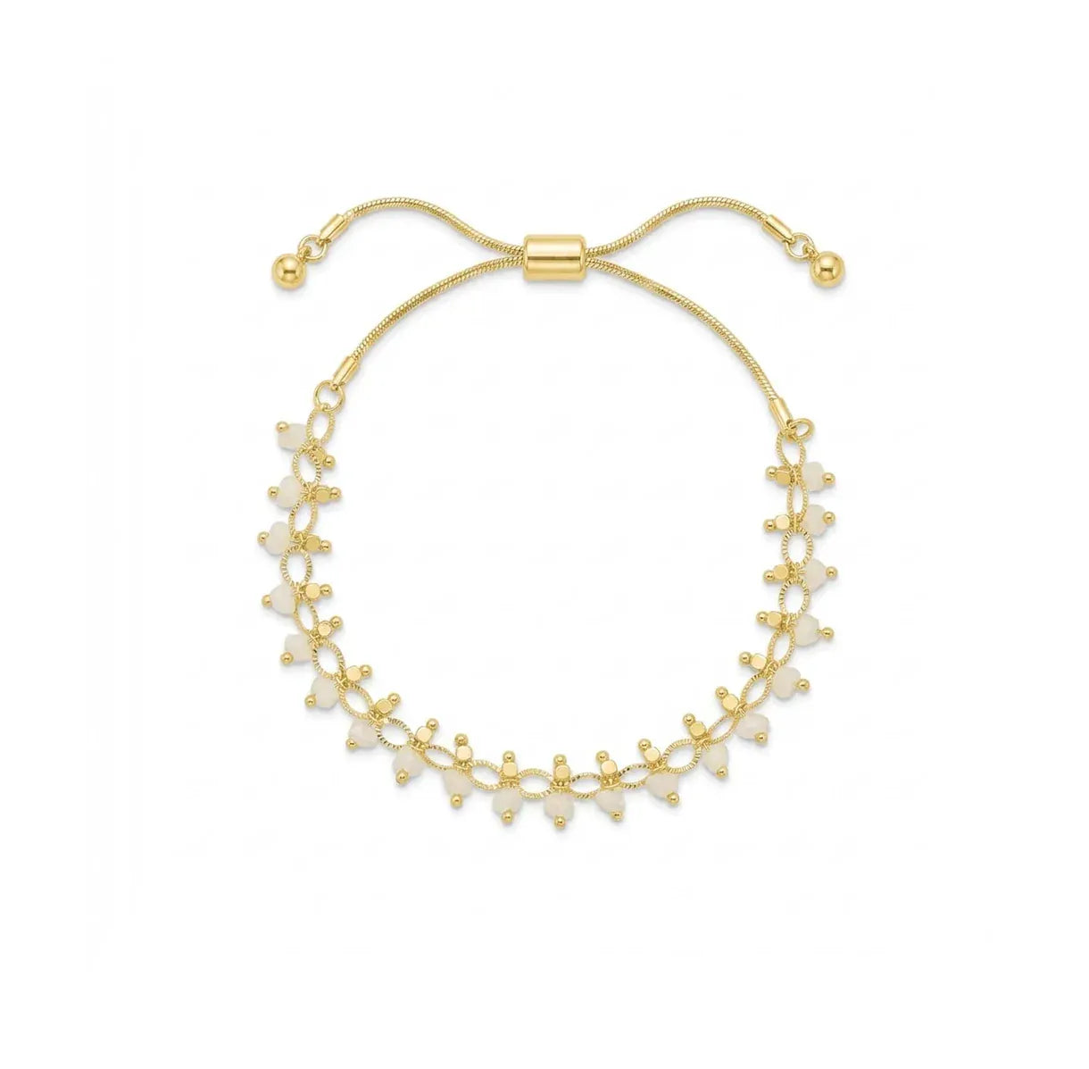 Nellie's Nuggets Bracelets Gold White Crystal Slider Bracelet Gold