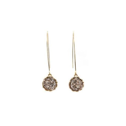 Nellie's Nuggets Earrings Crushed Crystal Hoops