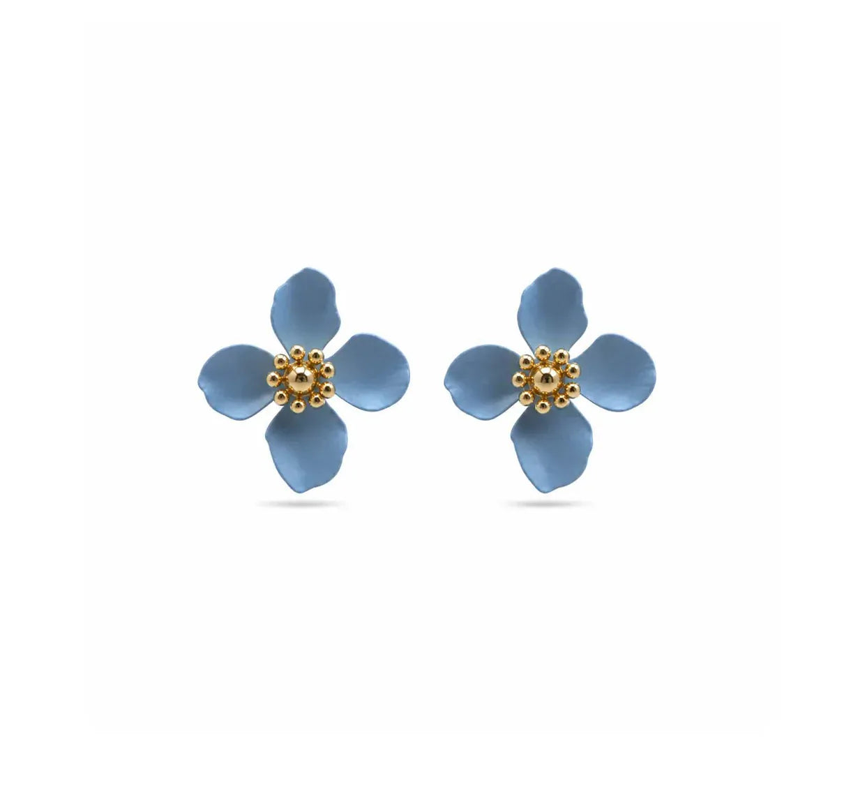 Nellie's Nuggets Earrings Enamel Flower Studs Blue