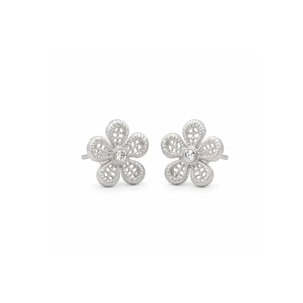Nellie's Nuggets Earrings Flower Stud Silver Earring