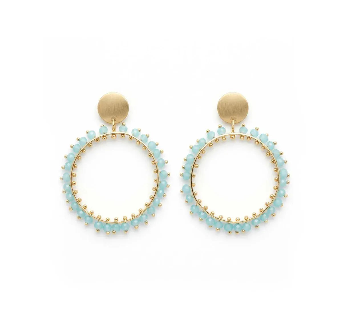 Nellie's Nuggets Earrings Gold Green Fiesta Gold Circle Earrings