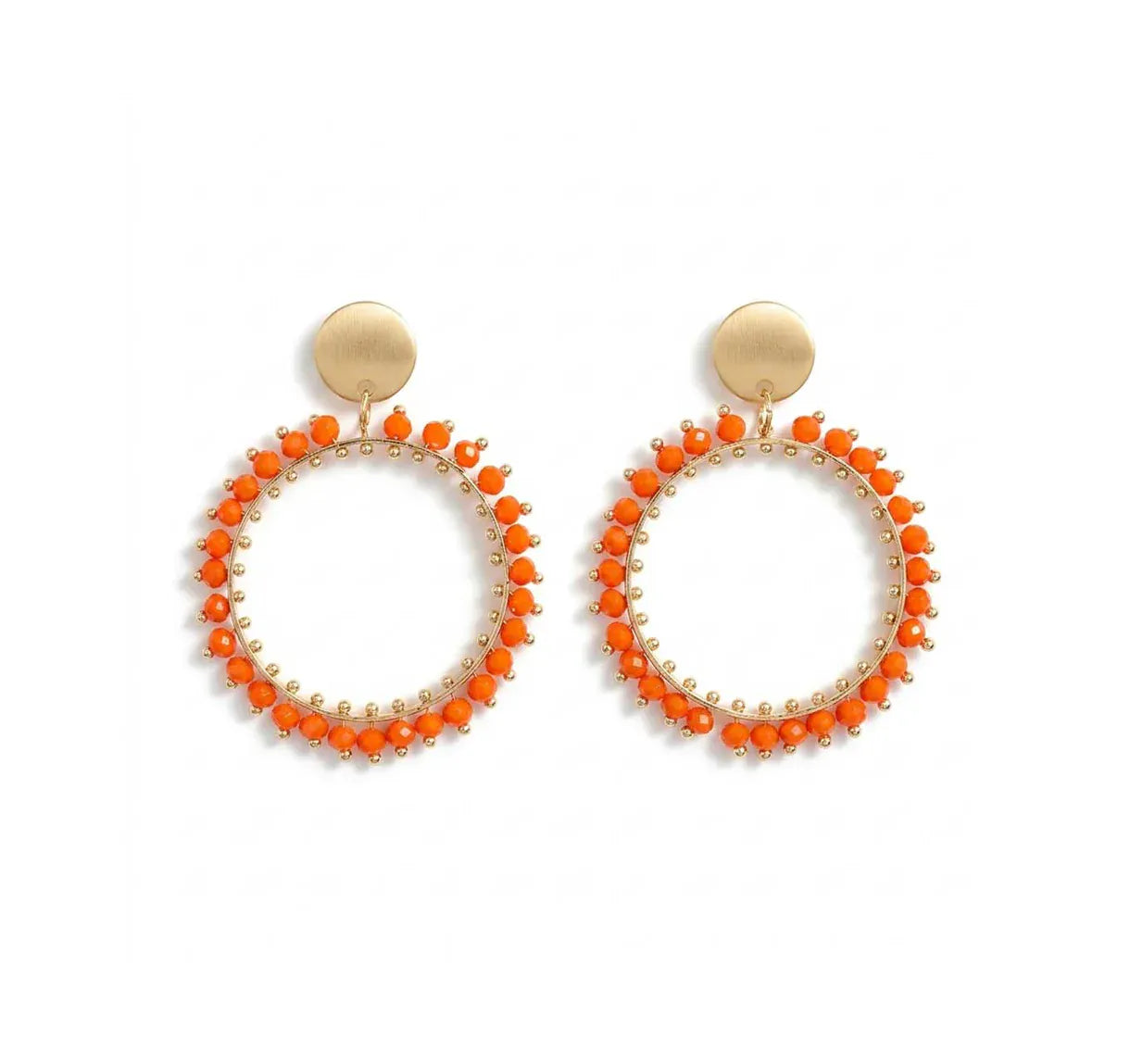 Nellie's Nuggets Earrings Gold Orange Fiesta Gold Circle Earrings