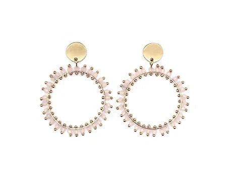 Nellie's Nuggets Earrings Gold Pink Fiesta Circle in Gold