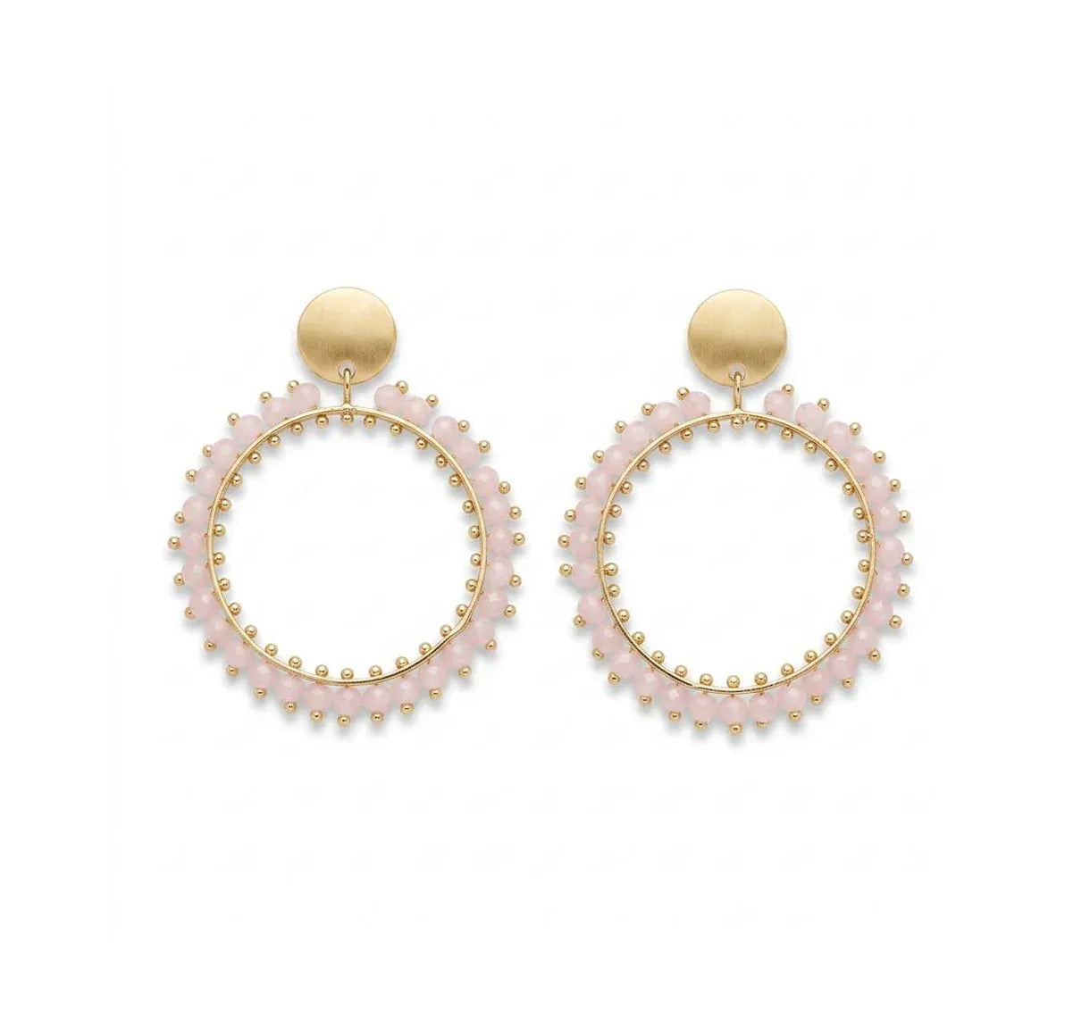 Nellie's Nuggets Earrings Gold Pink Fiesta Gold Circle Earrings