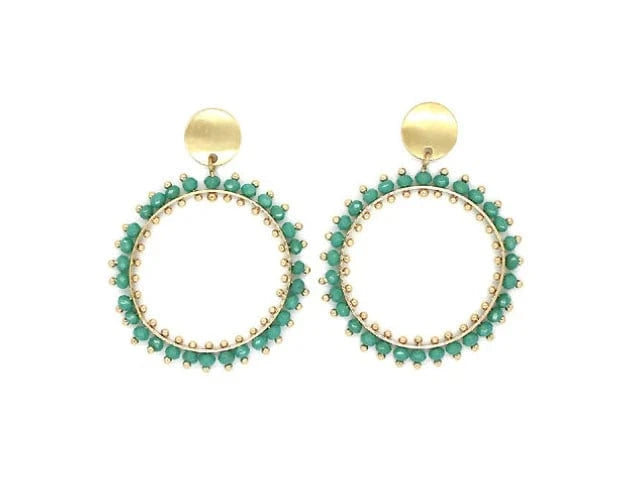 Nellie's Nuggets Earrings Gold Turquoise Fiesta Gold Circle Earrings