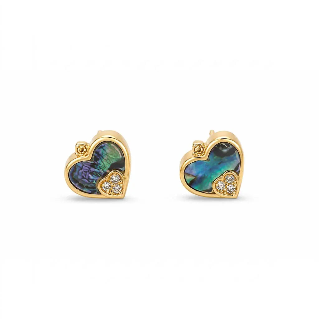 Nellie's Nuggets Earrings Heart Studs Abalone