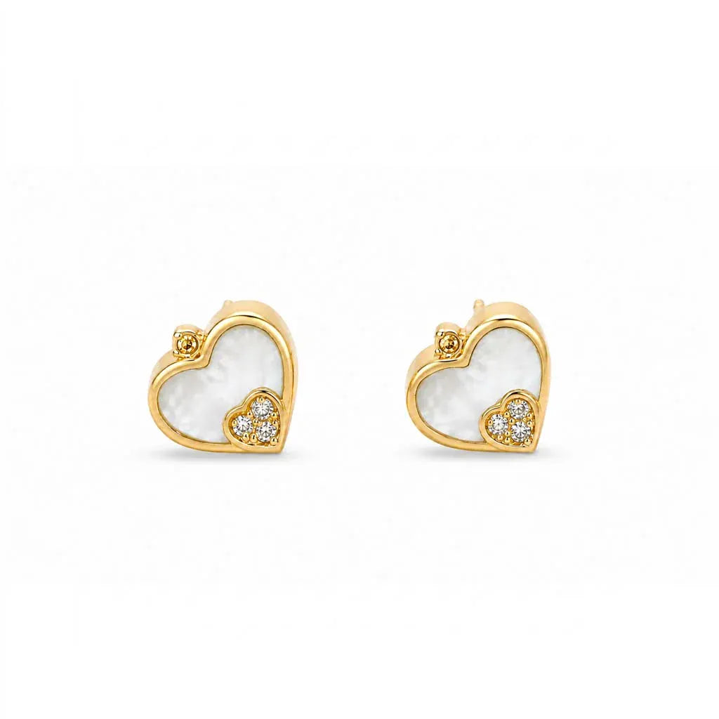 Nellie's Nuggets Earrings Heart Studs Mother of Pearl