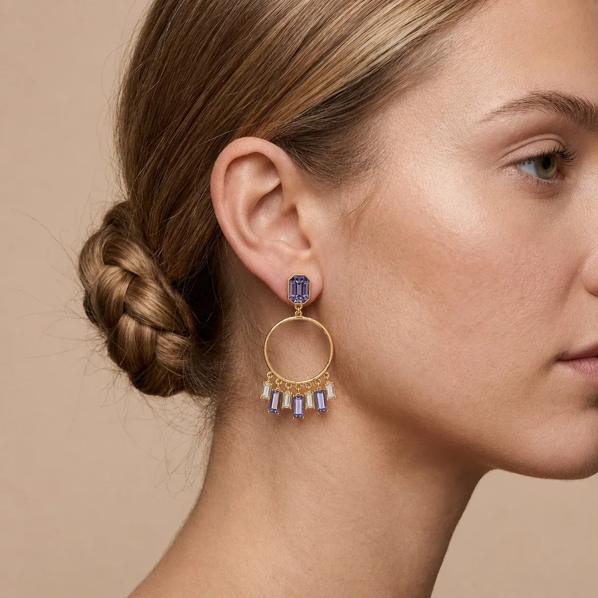 Nellie's Nuggets Earrings Hoops Crystal AB drop earrings gold