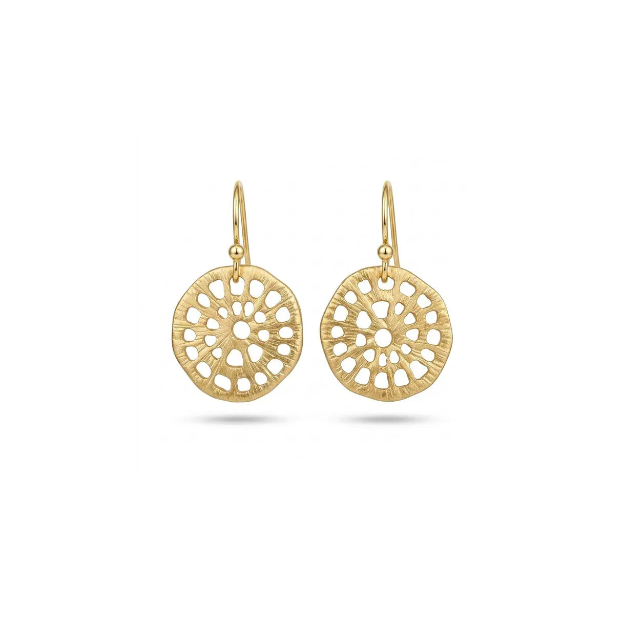 Nellie's Nuggets Earrings Lacey Disc Earrings Gold