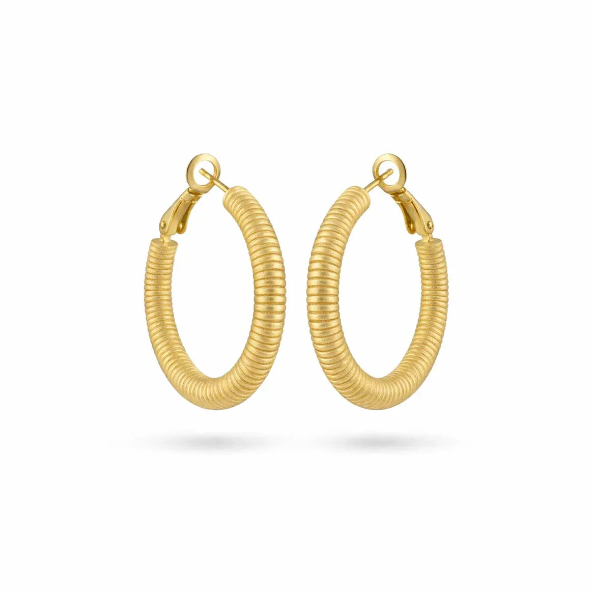 Nellie's Nuggets earrings Matt textured Hoops Gold