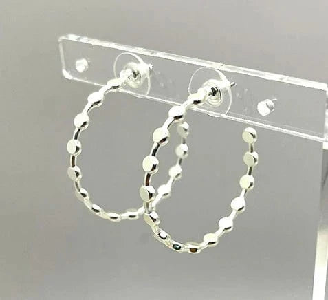 Nellie's Nuggets Earrings Matte Silver Luna Loop Earrings