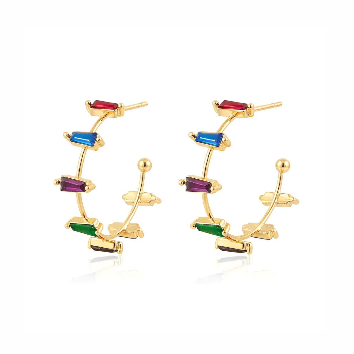 Nellie's Nuggets Earrings Multi Fanciful Hoops in Gold