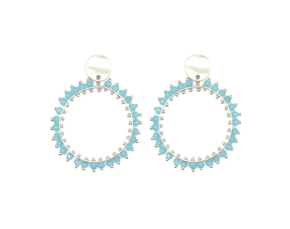Nellie's Nuggets Earrings Silver Blue Fiesta Circle Earrings