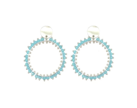 Nellie's Nuggets Earrings Silver Blue Fiesta Circle Earrings