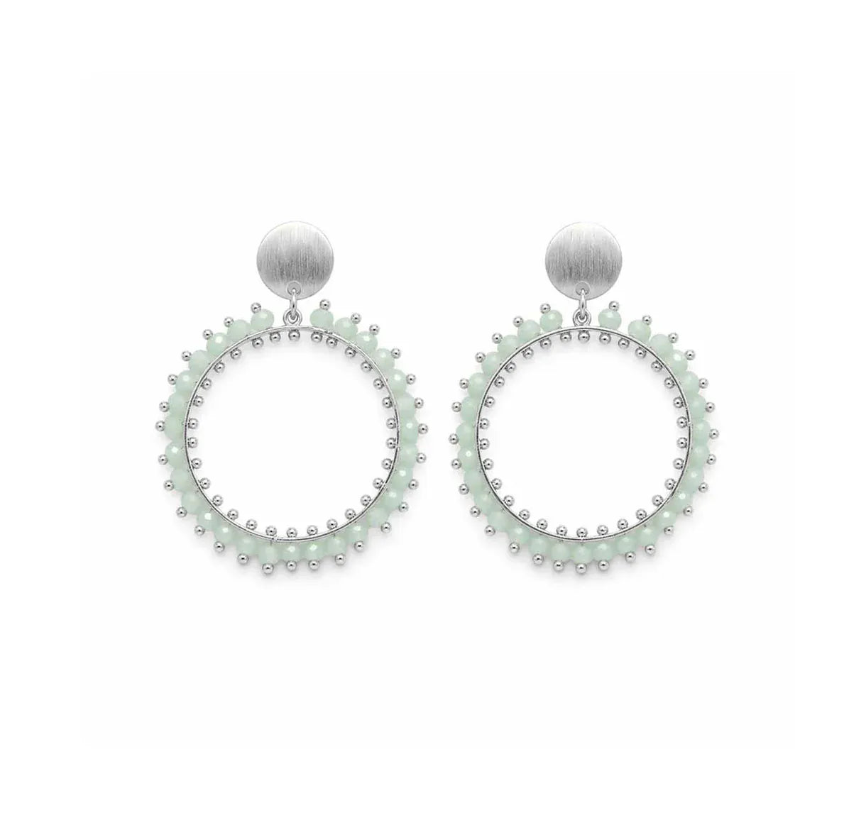 Nellie's Nuggets Earrings Silver Blue Fiesta Silver Circle Earrings