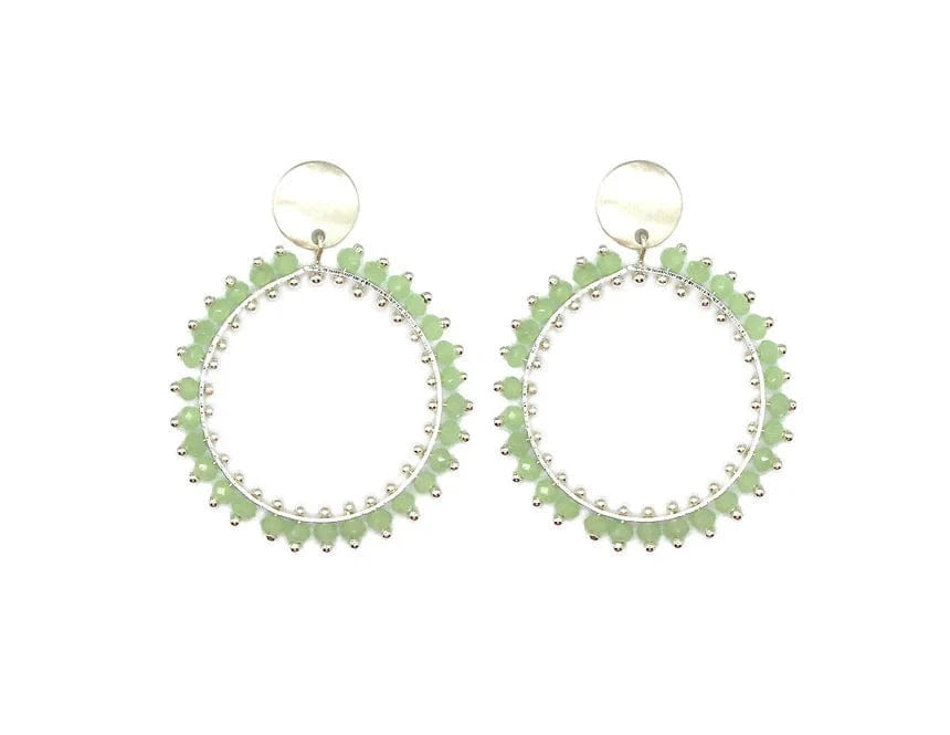 Nellie's Nuggets Earrings Silver Green Fiesta Circle Earrings