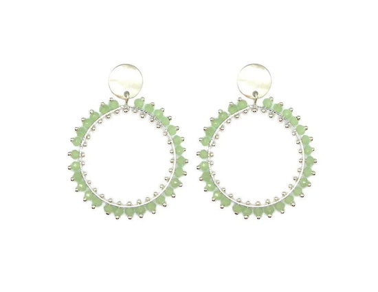 Nellie's Nuggets Earrings Silver Green Fiesta Circle Earrings
