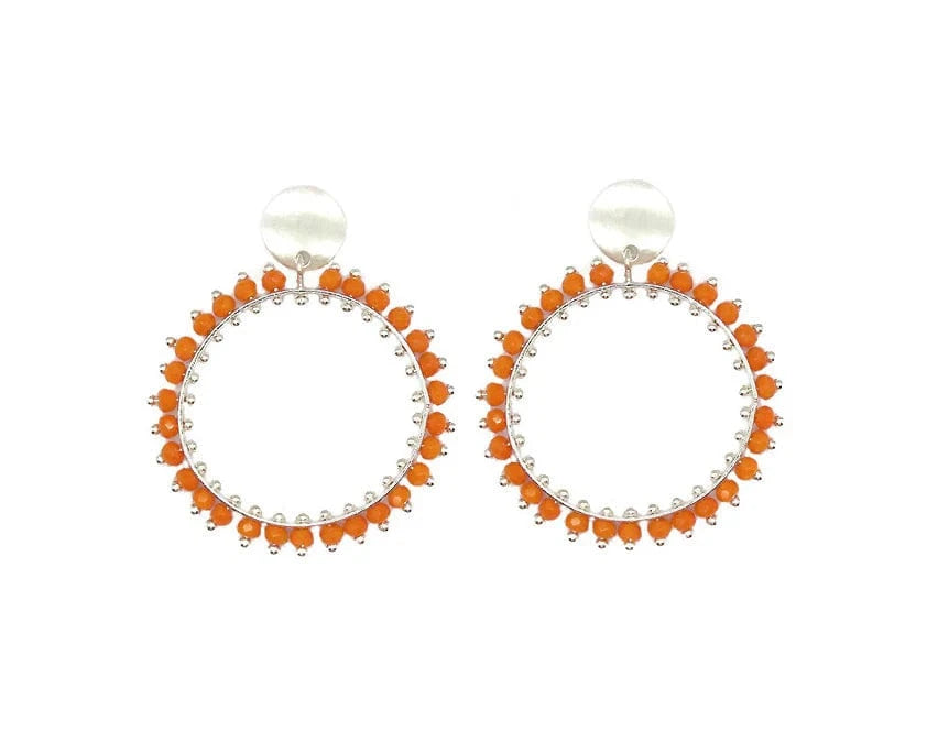 Nellie's Nuggets Earrings Silver Orange Fiesta Circle Earrings
