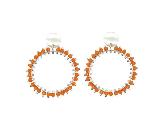 Nellie's Nuggets Earrings Silver Orange Fiesta Circle Earrings