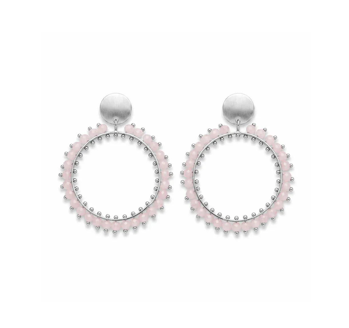 Nellie's Nuggets Earrings Silver Pink Fiesta Silver Circle Earrings