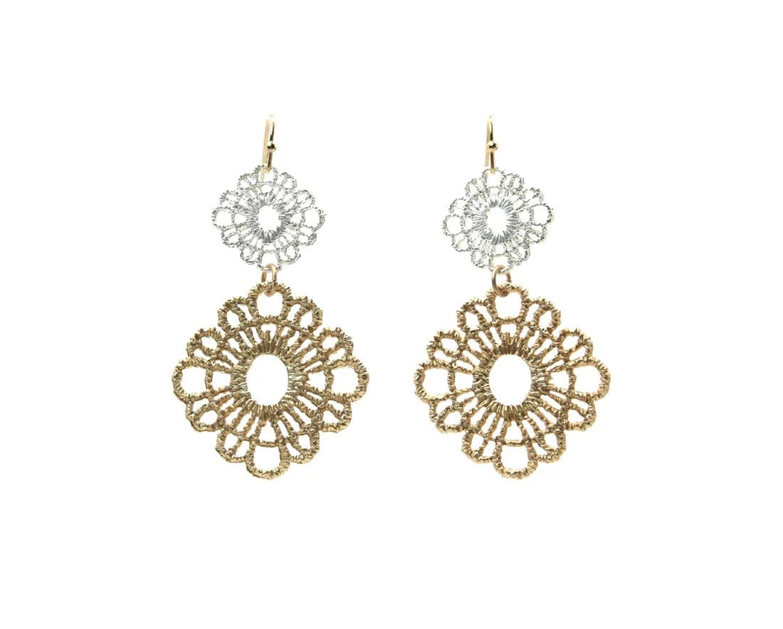 Nellie's Nuggets Earrings Sunlace Earrings Matte Gold Silver