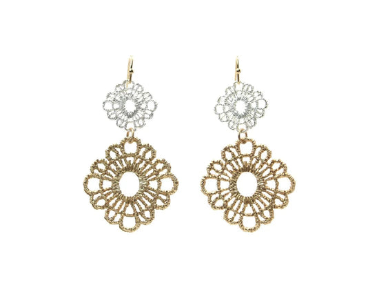 Nellie's Nuggets Earrings Sunlace Earrings Matte Gold Silver