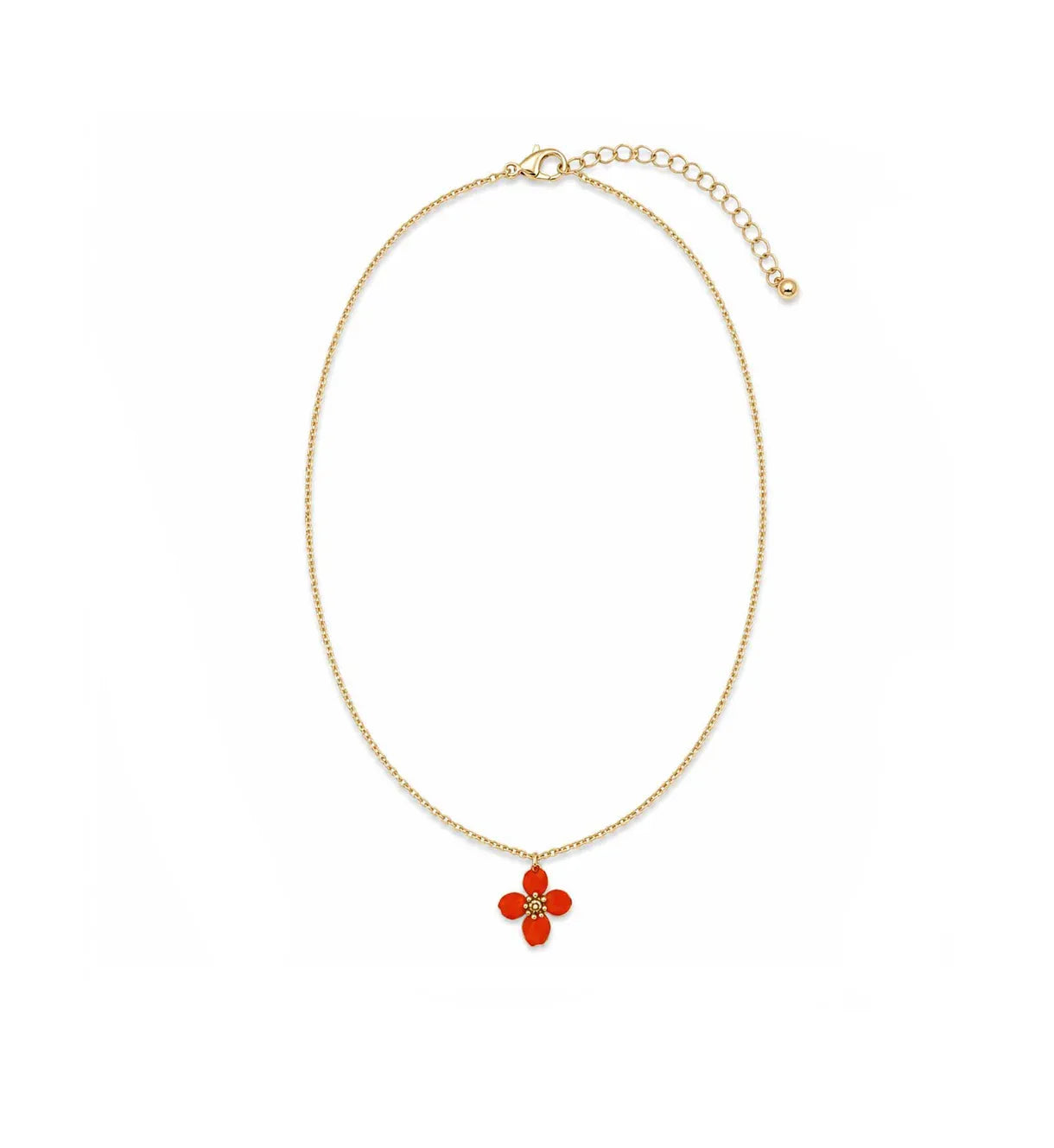 Nellie's Nuggets Necklaces Enamel Flower Necklace Orange