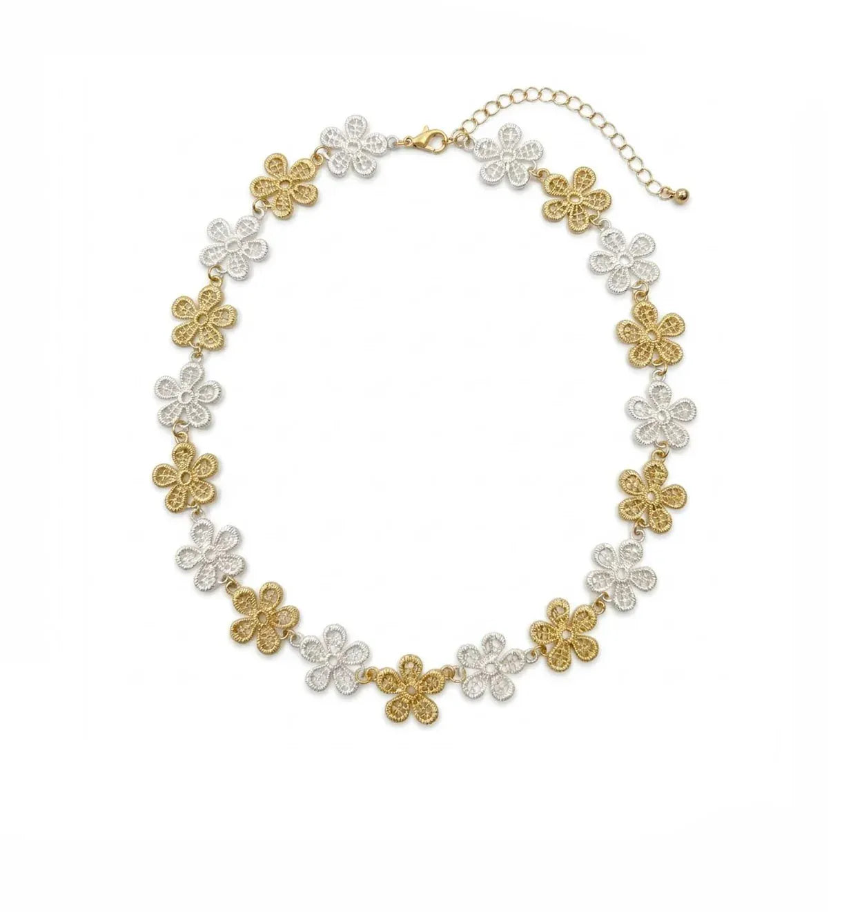Nellie's Nuggets Necklaces Floral Filigree Necklace in Silver & Gold