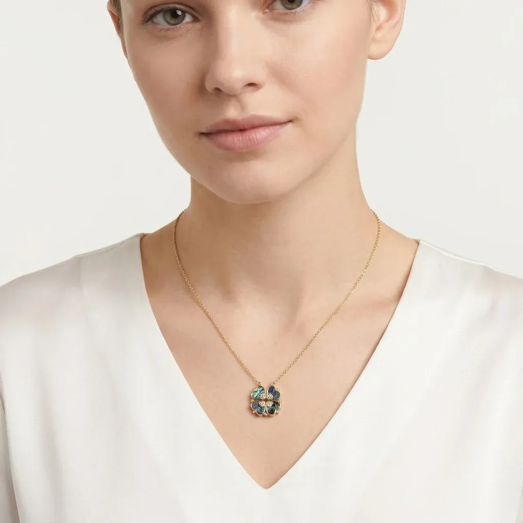 Nellie's Nuggets Necklaces Opening Clover Necklace Abalone