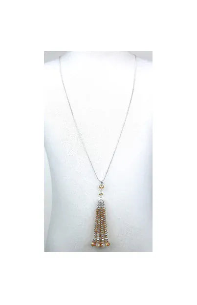 Nellie's Nuggets Necklaces Silver Topaz Flapper Tassel Necklace