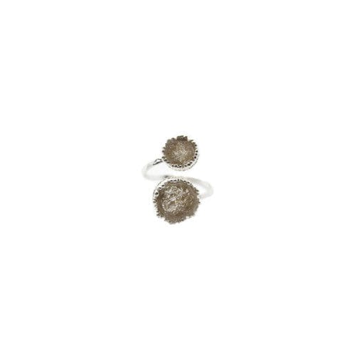 Nellie's Nuggets Rings Crushed Double Disc Ring Sand on Silver