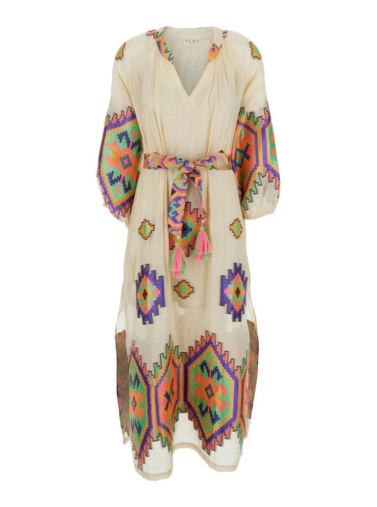 NEMA Resortwear Dresses Beige Abstract Dress