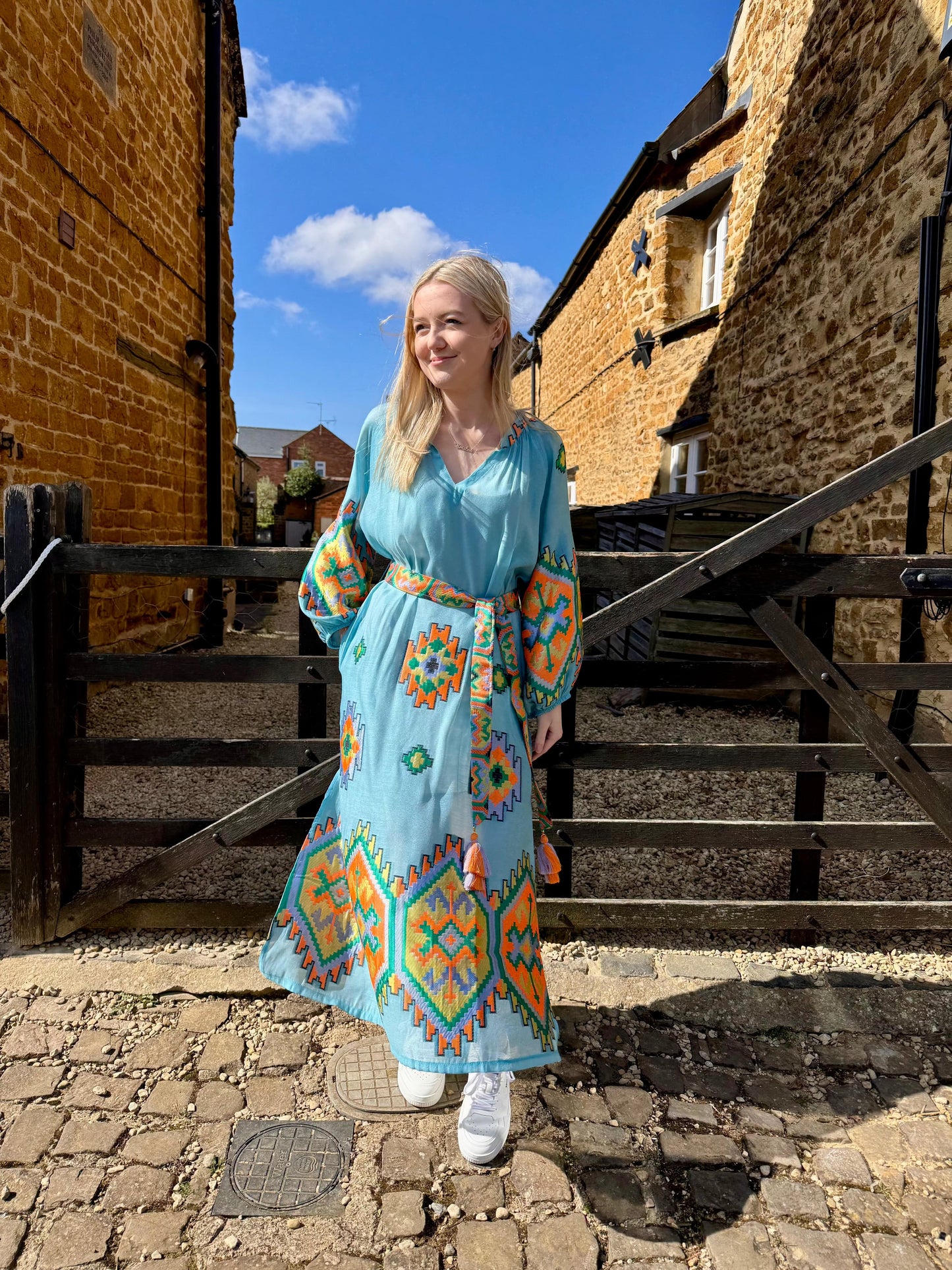 nema resort wear dress Nema Resortwear Turquoise Abstract Dress
