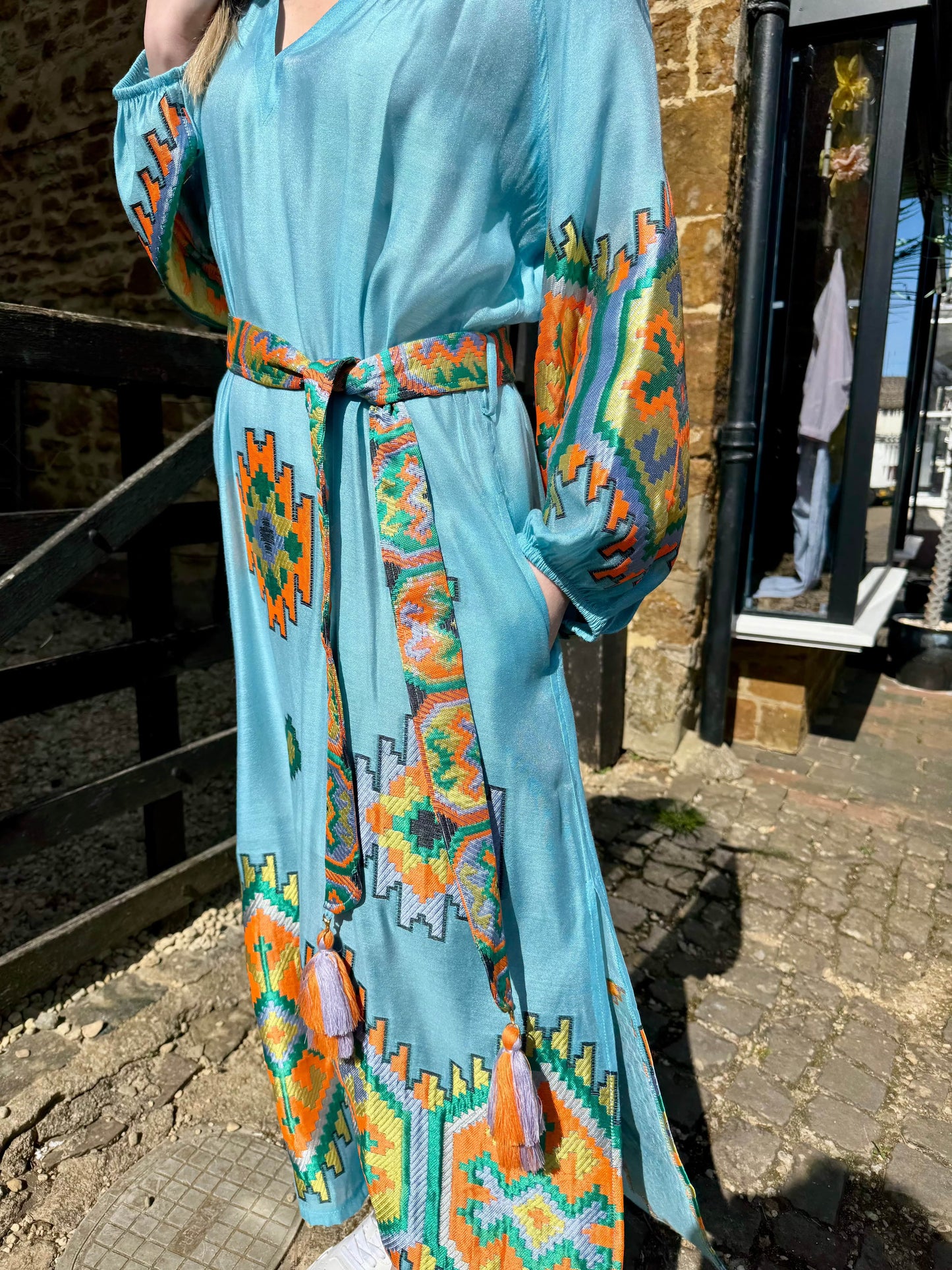 Nema Resortwear Turquoise Abstract Dress | Nellie & Dove NELLIE&DOVE Nema Resortwear Turquoise Abstract Dress | Nellie & Dove NELLIE&DOVE