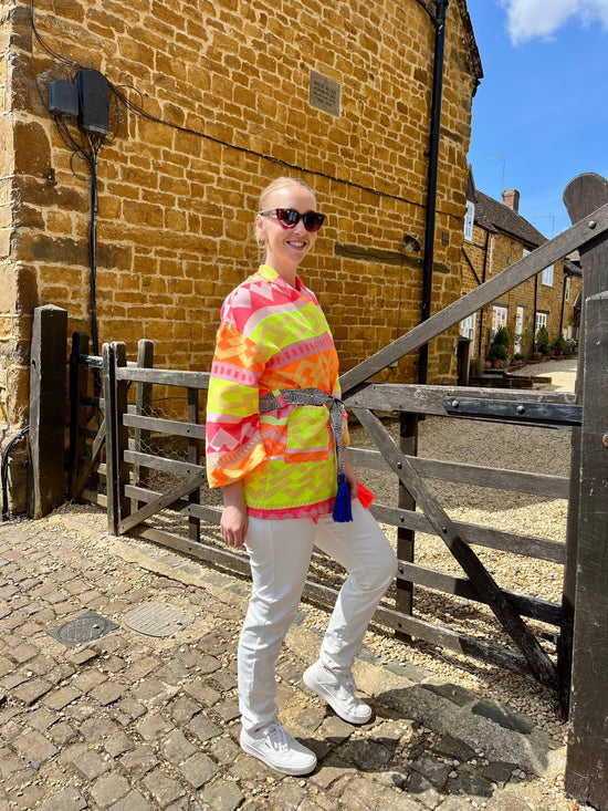NEMA Resortwear SALE Jackets Fluorescent Aztec Kimono